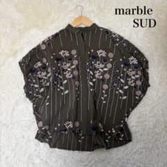 マーブルシュッド 花柄 刺繍 半袖ブラウス ブラウン マーブルシュッド 花柄 刺繍 半袖ブラウス ブラウン - メルカリ
