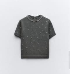 ZARA ビジュー付き　ニットトップス　試着のみのサムネイル