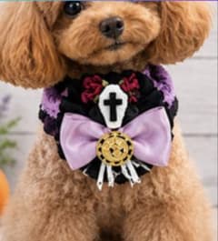 小型犬用 ゴシック調チョーカー 薔薇と棺モチーフのサムネイル