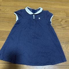 ミキハウス うさこちゃん ドット柄 ワンピース 紺のサムネイル