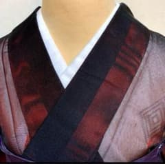 夏着物 正絹 二重紗 紗袷 黒✖️赤 アーガイル柄 トールサイズ 美品 風