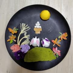 つまみ細工 お月見 うさぎ 置物 ハンドメイドのサムネイル
