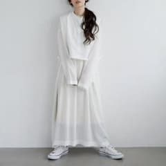 「Libra Cue」シフォン楊柳シアーワンピース◎のサムネイル