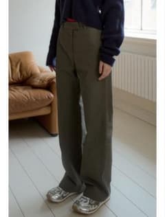 overdue flair COTTON STRAIGHT PANTS_カーキ