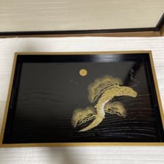 会津塗 持ち手付きトレイ 金の松 菊の御紋 - メルカリ