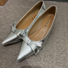 menue pointed-toe ribbon pumps, silver, size 24cm