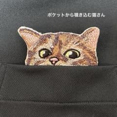 ハンドメイド 刺繍 ブローチ ひゅっこりと覗き込む猫さん - メルカリ