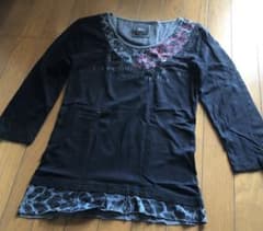 Midas レイヤードカットソー 刺繍デザイン レオパード ラメ サイズ2 Midas レイヤードカットソー 刺繍デザイン レオパード ラメ サイズ2