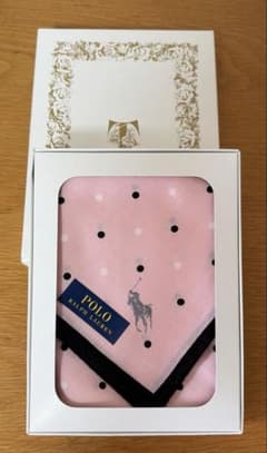 【新品未使用品】POLO RALPH LAUREN ハンカチ ピンク ドット柄のサムネイル