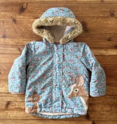 Baby Boden コートフード付き 鹿&花柄 中綿 2-3Y 98㎝