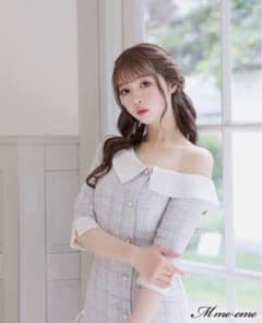 M me eme エムミーエメ ワンショルダーツイードワンピースのサムネイル