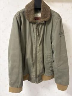 Abercrombie&Fitch ミリタリージャケット ボア襟 カーキ Lのサムネイル