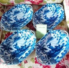 新品箱入 龍峰窯 大皿 青花手付多様皿4客 長角皿 盛皿 - メルカリ