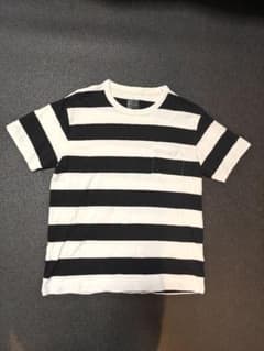 MUJI ボーダー ポケットTシャツ ブラック×ホワイト Mサイズのサムネイル