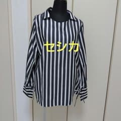 美品セシカ 長袖 ストライプシャツ 袖リボン付きのサムネイル