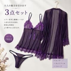 パープル シアーレース ネグリジェ 3点セットのサムネイル