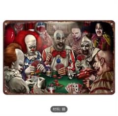 ホラーピエロ メタルウォールアート ヴィンテージ風 ホラー映画ポスターのサムネイル