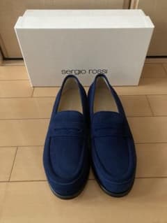 新品 未使用 セルジオロッシ ローファー ネイビー スエード 38.5 