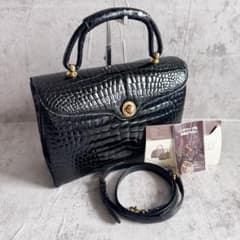✨美品✨JRA 認定 クロコダイル ハンドバッグ シャイニング ブラック