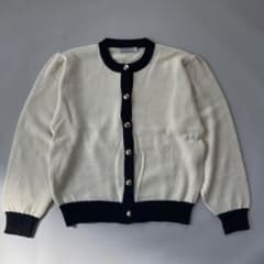 Kanebo jaunty カーディガン バイカラー 金ボタン きれいめ
