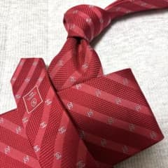 CHANEL シャネル ネクタイ ココマーク 刺繍 レッド シルク - メルカリ