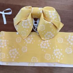 子供用 結び帯 浴衣帯 イエロー 桜柄のサムネイル