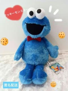 セサミストリート☆コーデュロイリボン　BIG ぬいぐるみ〜クッキーモンスター1点