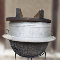 ★専用　　昭和レトロ 鉄製 古民家 羽釜のみ 羽釜 サイズ直径約36cm 木製蓋付き 昭和レトロ ヴィンテージ - メルカリ