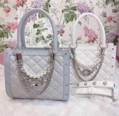 Swankiss スワンキス　ビジュー付きショルダーバッグ　サックス　水色 Swankiss スワンキス ビジュー付きショルダーバッグ サックス