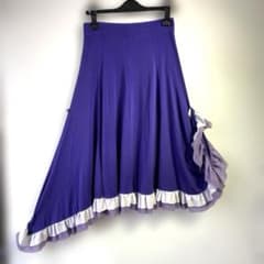 Y6044☆ML/紫/メッシュフリル/スカート/社交ダンス - メルカリ