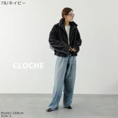 CLOCHE ファーブルゾン ネイビー サイズ2 - メルカリ