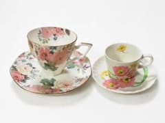 美品】ヴィンテージ カップ＆ソーサー 2客セット 花柄 レトロ ボーン