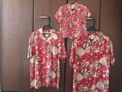 ぽーる様専用  美品☆親子3人お揃い アロハシャツ シルク100％のサムネイル