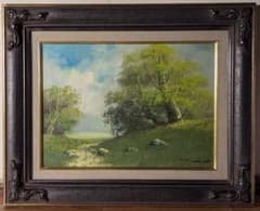 【真作】絵画　木下正人　油彩4号　高原　風景画　自然の美しさ　V180 m89055610132_1.jpg?1748330318