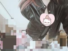 ブラック合成皮革ボタンアップシャツのサムネイル