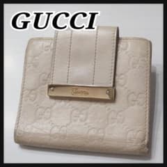 ☆GUCCI☆ 구찌 접이식 지갑 아이보리 가죽 시마 GG 무늬