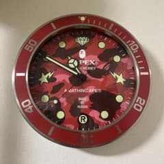bapex wall clock bape レア カラーカモ 赤 壁掛け時計 - メルカリ