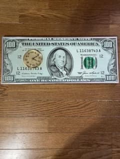 アメリカ100ドル紙幣デザイン アナログ時計　レア壁時計　年代物掛け時計 アメリカ100ドル紙幣デザイン アナログ時計 レア壁時計 年代物掛け時計