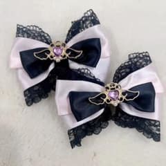 ハンドメイド 天使の羽 ハート ヘアクリップ 2個セットのサムネイル