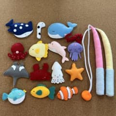 フェルトままごと おままごと 魚釣りセット プレイマット＋おまけ付き