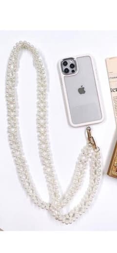 【美品】かわいいパール風スマホショルダーストラップ（肩掛け）のサムネイル