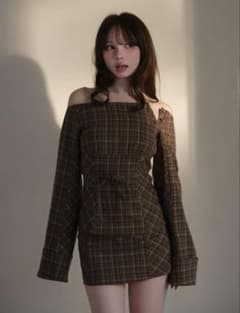 ANDMARY アンドマリー Adel check set up brown - メルカリ