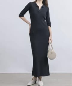 NEUNA ポロリブニットロングワンピースのサムネイル
