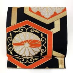 02 袋帯 六通柄 正絹 美品 5点まとめ売り 黒 鮮やか吉祥文様 着物 袋帯 正絹 亀甲 桐 菊 唐草 菱 吉祥文様 六通柄 礼装用 黒 金糸 赤 白