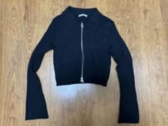 【美品】Discoatリブニット ダブルジップ 長袖ブラックのサムネイル