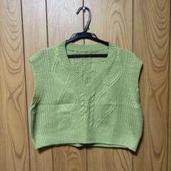 【SHEIN】ライトグリーン Vネック ニットベストのサムネイル