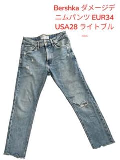 Bershka ダメージデニムパンツ EUR34 USA28 ライトブルーのサムネイル