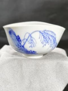 煎茶道具 染付山水図 湯冷まし 道八 時代物 旧家蔵出し 未使用美品