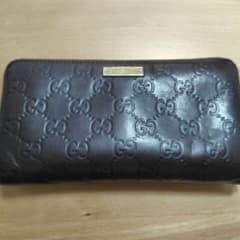 【難あり】GUCCI グッチ シマ ラウンドファスナー 長財布 ダークブラウンのサムネイル
