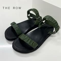 ザロウ EGON ナッパレザー ストラップ フラットサンダル グリーン 